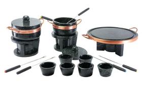 Kit fondue pedra sabão completo 18 pçs chapa 27 cm Kit fondue pedra sabão completo 18 pçs chapa 27 cm