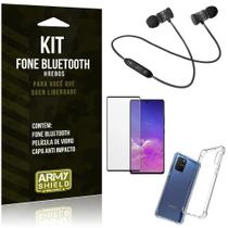 Kit Fone Bluetooth Galaxy S10 Lite + Capa Anti Impacto + Película Vidro 3D - Armyshield