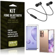 Kit Fone Bluetooth Hrebos Galaxy Note 20 Ultra + Capa Anti Impacto + Película Vidro 3D - Armyshield