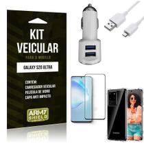 Kit Fone Bluetooth Hrebos Galaxy S20 Ultra+ Capa Anti + Película Vidro 3D- Armyshield