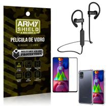 Kit Fone Bluetooth Hrebos HS188 Galaxy M51 + Película 3D + Capa Anti Impacto - Armyshield