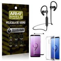 Kit Fone Bluetooth Hrebos HS188 Galaxy S9 + Película 3D + Capa Anti Impacto - Armyshield
