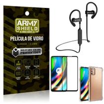 Kit Fone Bluetooth Hrebos HS188 Moto G9 Plus + Película 3D + Capa Anti Impacto - Armyshield