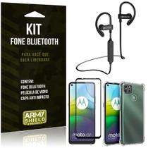 Kit Fone Bluetooth HS188 Moto G9 Power + Capa Anti Impacto + Película Vidro 3D - Armyshield