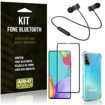 Kit Fone Bluetooth KD901 Galaxy A52 + Capa Anti Impacto + Película Vidro 3D - Armyshield