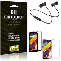 Kit Fone Bluetooth LG K22 Plus + Capa Anti Impacto + Película Vidro 3D - Armyshield