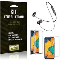 Kit Fone Bluetooth Sport 901 Galaxy A20 Fone + Capinha Anti Impacto + Película de Vidro - Armyshield