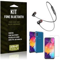 Kit Fone Bluetooth Sport 901 Galaxy A50 Fone + Capinha Anti Impacto + Película de Vidro - Armyshield