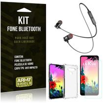 Kit Fone Bluetooth Sport 901 LG K50s Fone + Capa Anti Impacto + Película Vidro - Armyshield