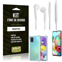 Kit Fone de Ouvido Galaxy A51 Fone + Capa Anti Impacto + Película Vidro - Armyshield
