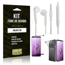 Kit Fone de Ouvido Galaxy S9 Fone + Película + Capa - Armyshield