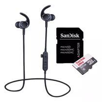 Kit Fone de Ouvido Intra auricular Bluetooth mais Cartão de Memória 32gb para Corridas e Academia