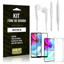 Kit Fone de Ouvido Moto G60S + Capinha + Película Premium 3D 3D - Armyshield