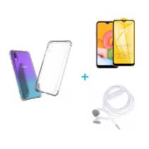 Kit Fone de Ouvido Samsung Galaxy A01 + Película De Vidro 3D + Capa