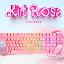 Kit Fone Mouse Teclado Semi Mecânico Gamer Rosa Home Office Evolut Kit Fone Mouse Teclado Semi Mecânico Gamer Rosa Home Office Evolut