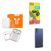 Kit Fone Sem Fio + Capinha Motorola E40 + Película 9D