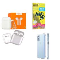 Kit Fone Sem fio + Capinha Motorola G52 + Película 9D