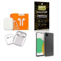 Kit Fone Sem Fio + Capinha Samsung A03 Core + Película 3D