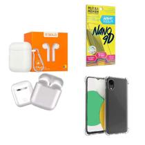 Kit Fone Sem Fio + Capinha Samsung A03 Core + Película 9D