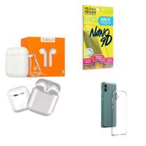 Kit Fone Sem Fio + Capinha Samsung A04 + Película 9D