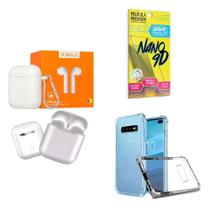 Kit Fone Sem Fio + Capinha Samsung S10 Plus + Película 9D