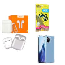 Kit Fone Sem fio + Capinha Xiaomi Mi11 Lite + Película 9D