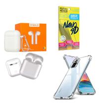 Kit Fone Sem fio + Capinha Xiaomi RedmiNote 10 + Película 9D - AGold