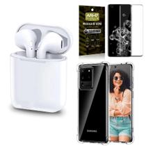 Kit Fone Sem Fio Tws Gold S20 Ultra + Película Vidro 3D - Armyshield