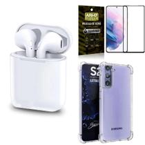 Kit Fone Sem Fio Tws Gold S21 + Capinha + Película Vidro 3D