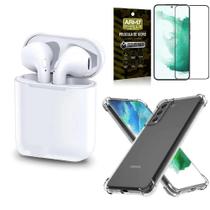 Kit Fone Sem Fio Tws Gold S22 Plus + Película Vidro 3D