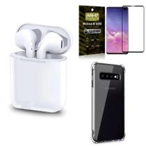 Kit Fone Sem Fio Tws Gold Samsung S10 Plus + Película 3D