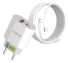 Kit Fonte Carregador Turbo 40w E Cabo Usb Tipo C Compativel Iphone Branco