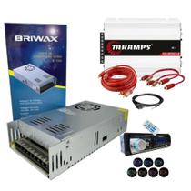 Kit fonte de alimentacao chaveada 12v 50a 600w rádio mp3 + módulo taramps ds800x4