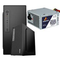 Kit Fonte Monocron 200W Grey Operação Silenciosa Com 5 Conectores Bivolt 110-220 Formato ATX + Gabinete Office Para Escritório/Gamer
