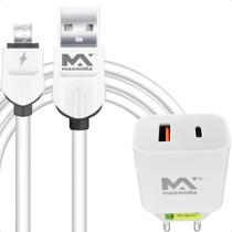 Kit Fonte Turbo E Cabo De Dados 3.1a V8 1M Multiuso Para Smartphone Carregamento