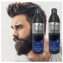 Kit for men cabelo e barba homens 2x500ml shampoo + condicionador anti caspa com menta