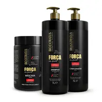 Kit Força Shampoo Condicionador 1 litro e Máscara 1 kg Bio Extratus