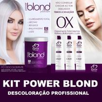 Kit Force de Frizz Descoloração Profissional 2 Pó Descolorante 500g 3 Emulsão Oxidante OX 20,30 e 40 900ml