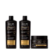 Kit Force Gloss ( Força e Brilho ) Shampoo 500ml + Condicionador 400ml + Máscara 300g - Felps Professional