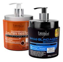 Kit Forever Liss Cauter Restore + Blindagem Capilar 500g