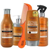Kit Forever Liss Cauter Restore Home Care e Pente Beauty