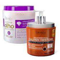 Kit Forever Liss Cauterização Restore 500g + Máscara Alho 450g