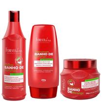 Kit ForeverLiss Profissional Banho de Morango Shampoo 500ml Condicionador 200g Máscara 250g Kit ForeverLiss Profissional Banho de Morango Shampoo 500ml Condicionador 200g Máscara 250g
