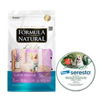 Kit fórm. natural life gato adulto frango/salmão 1kg + coleira seresto coleira p 38cm até 8 kg