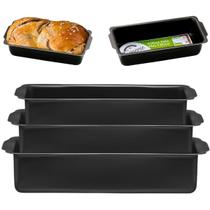 Kit Forma Assadeira De Pão Retangular 03 Peças Antiaderentes