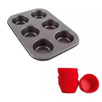 Kit Forma Cupcake e Pão de Queijo - Aço e Silicone - 7 unidades - Fratelli - Rizzo