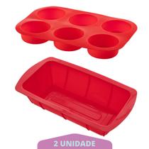 Kit Forma Cupcake + Forma Para Pão Silicone Cozinha Sortida Kit Forma Cupcake + Forma Para Pão Silicone Cozinha Sortida
