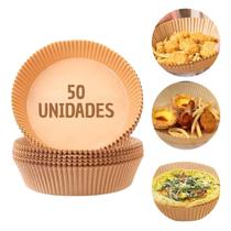 Kit Forma de Airfryer Descartável Redonda 1L Papel Fritadeira Forro Antiaderente Biodegradével