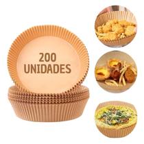 Kit Forma de Airfryer Descartável Redonda 1L Papel Fritadeira Forro Antiaderente Biodegradével