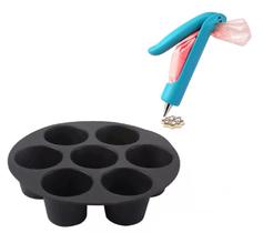 Kit Forma De Cupcake Em Silicone Com Caneta Confeiteiro